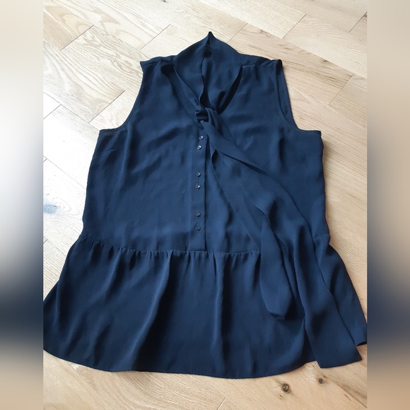 RW&Co Navy Peplum Blouse Size Small - Picture 1 of 1